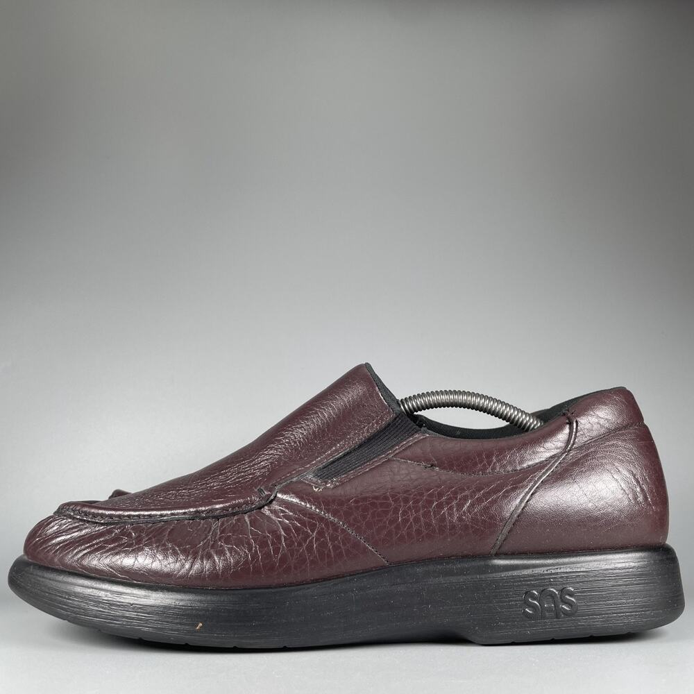 SAS Bout Time Men’s 13 W Burgundy Leather Casual Comfort Lace-Up Walking Shoes